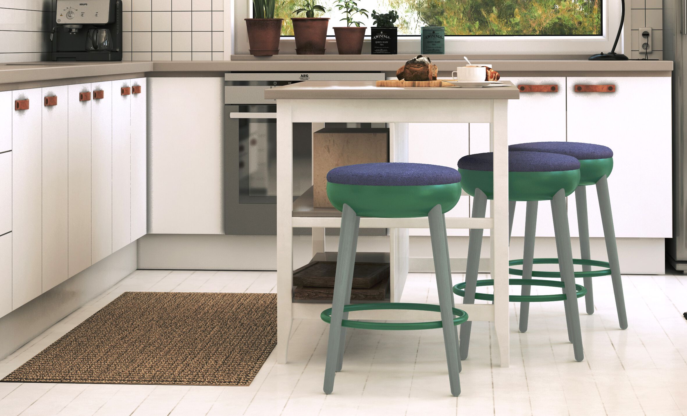 Высокий стул из дерева и ткани с подставкой для ног JOB’S Pokè ARCH-00046848 - Вид №5