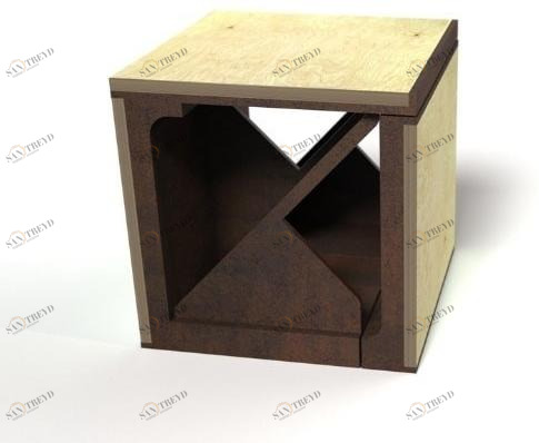 TrackDesign Низкий табурет из кортеновского дерева и дерева  Sp0472000 