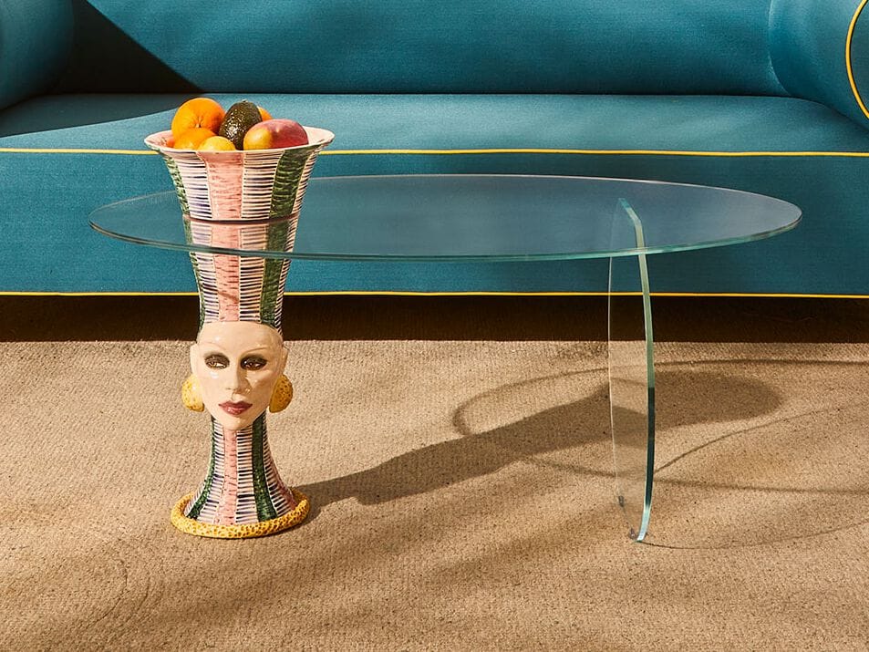 Овальный стеклянный журнальный столик с керамической вазой Paolo Nesi GRACE ARCH-00149877