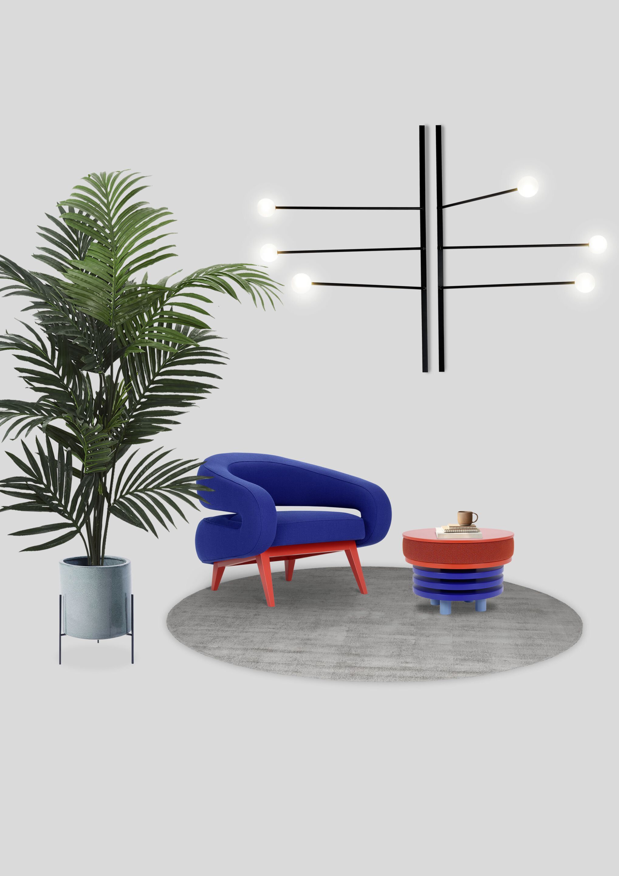 Круглый мягкий журнальный столик с лакированной столешницей из МДФ Adrenalina Roche ARCH-00105018 - Вид №1