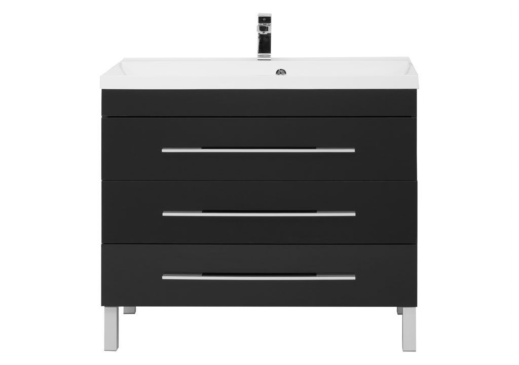 Тумба с раковиной Aquanet Верона NEW 100 черный (напольная 3 ящика) 0017847200204096 - Вид №2