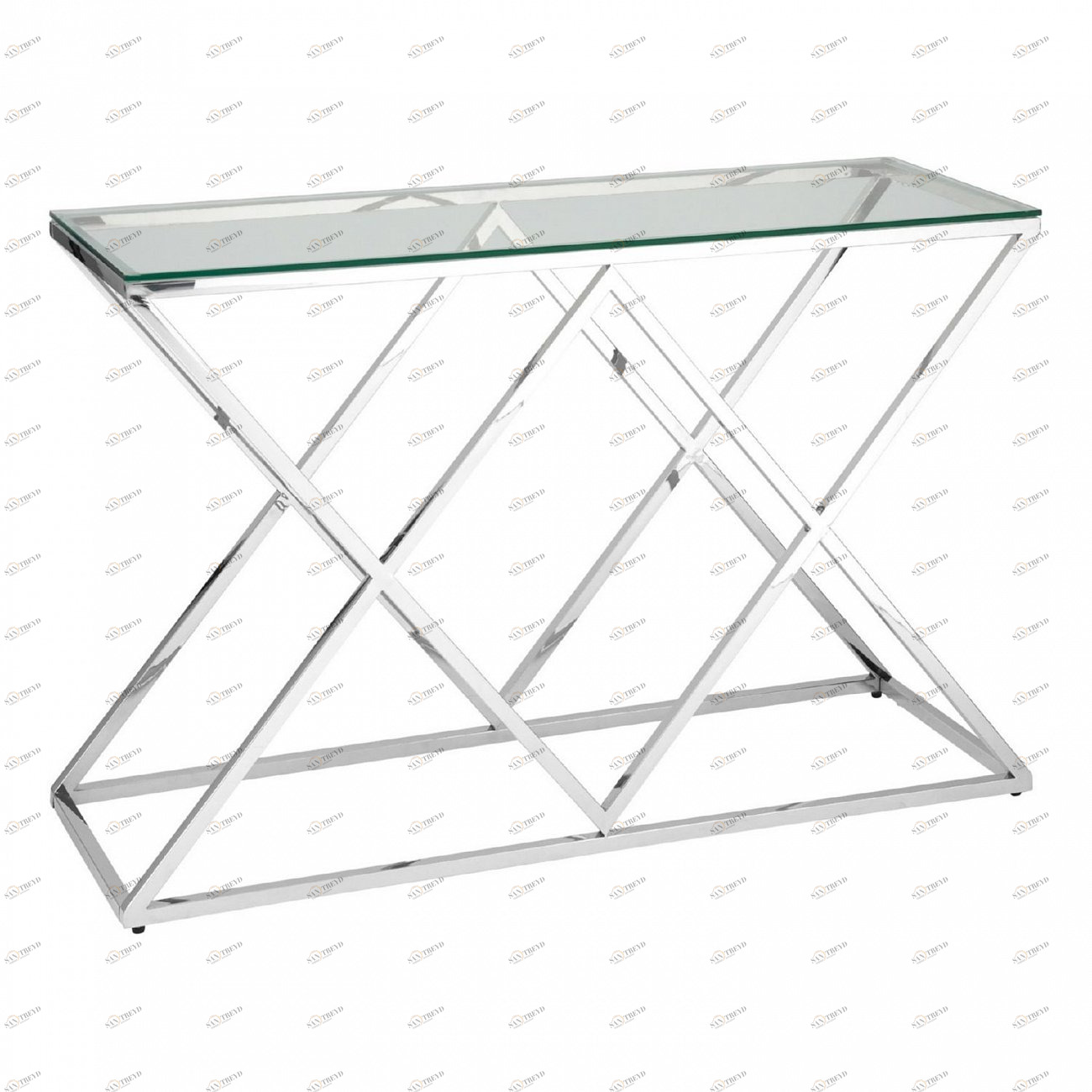 Консоль стеклянная 120х40 см прозрачная с серебром "Инсигния" STOOL GROUP  00-3881885 Серебро 
