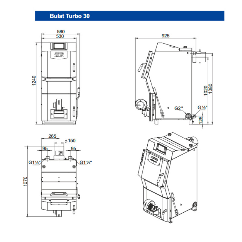 Твердотопливный котел ZOTA Bulat Turbo 25 BULATTURBO25 - Вид №3