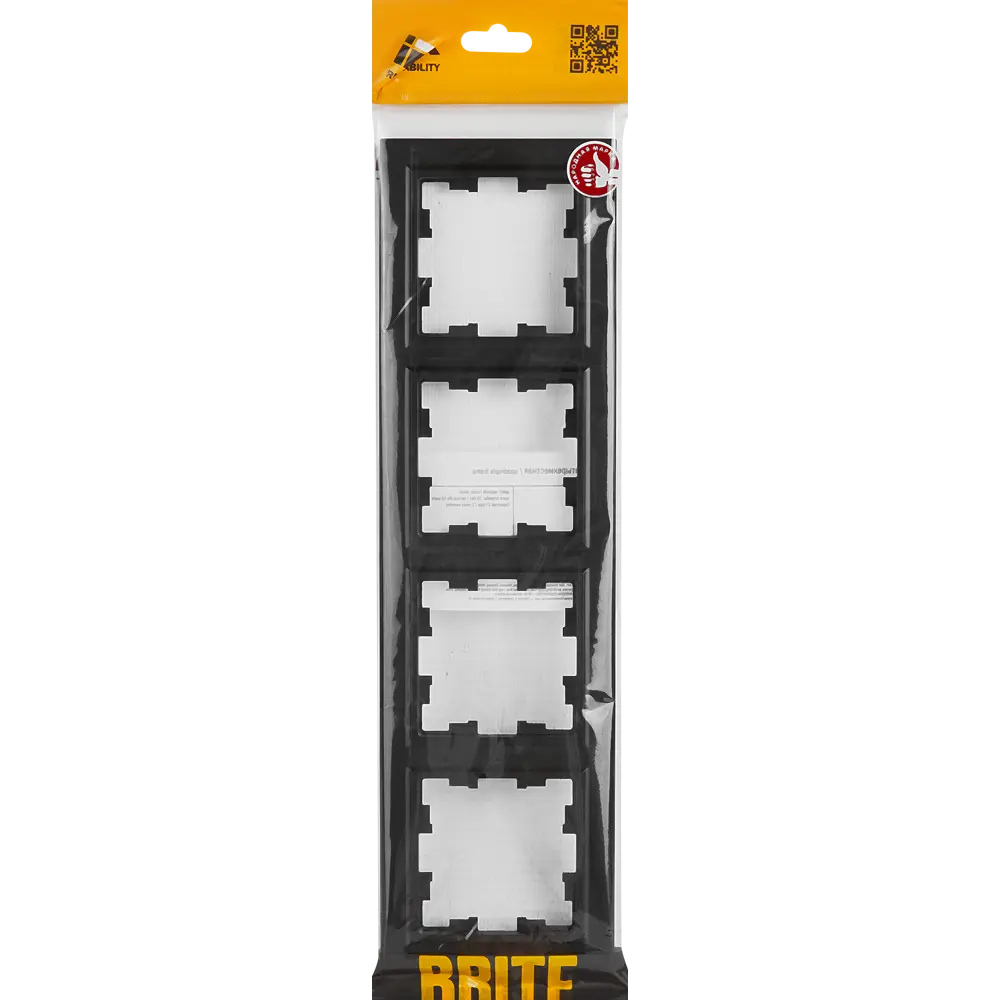 Рамка IEK Brite-4 для розеток и выключателей в черном цвете 87761334 STLM-1118836 - Вид №3