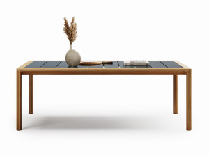 Прямоугольный садовый стол из лавового камня