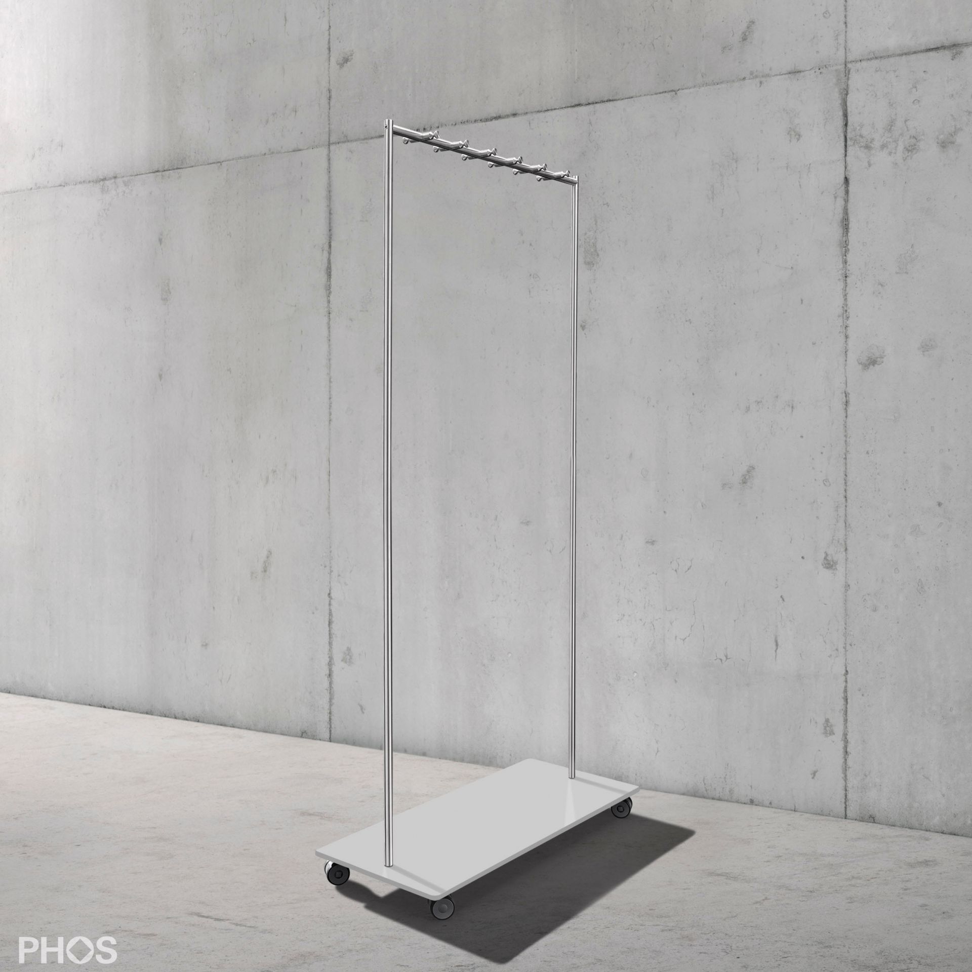 GW2-BPW Гардеробная тележка Twin Pur с 12 крючками для одежды, основание: белое. PHOS 