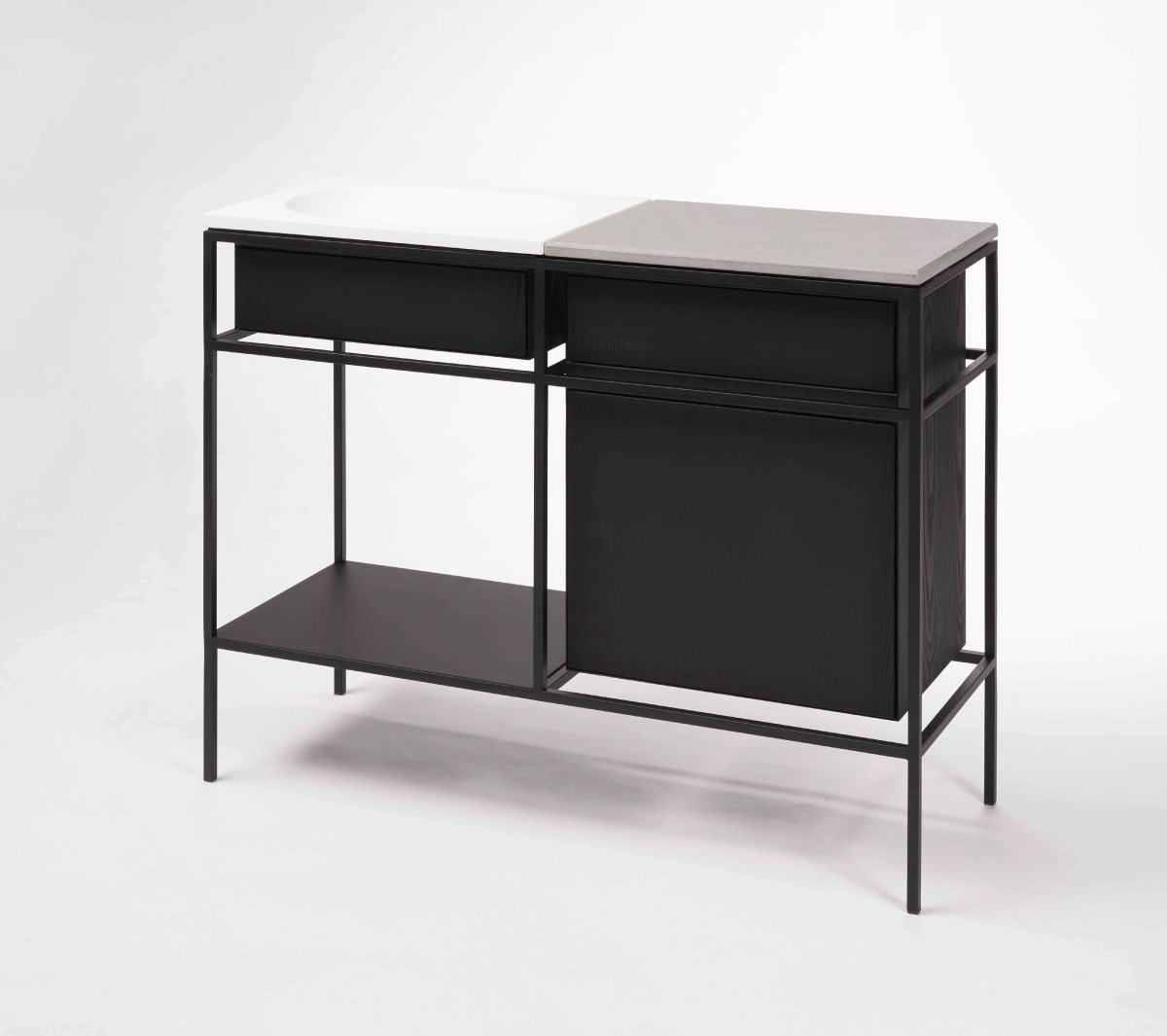 Ex.T Frame Умывальник с решеткой, ящиком, подносом и мраморной тарелкой comp-comp-gl2c - Вид №1