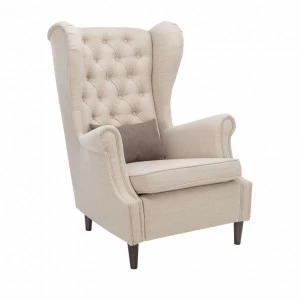 Кресло мягкое с ушами и капитоне бежевое Leset "Винтаж" IMPEX ДИЗАЙНЕРСКИЕ 00-3885650 Бежевый