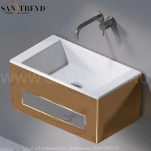 L116250 Подвесная раковина настенная прямоугольная A. e T. Italia Tower золотая