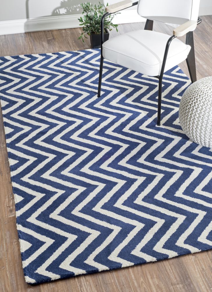 Ковер Zig Zag синий 160х230 DOLLY CAPRETS ДИЗАЙНЕРСКИЕ, ЗИГ ЗАГ 015193 Белый;синий  - Вид №1