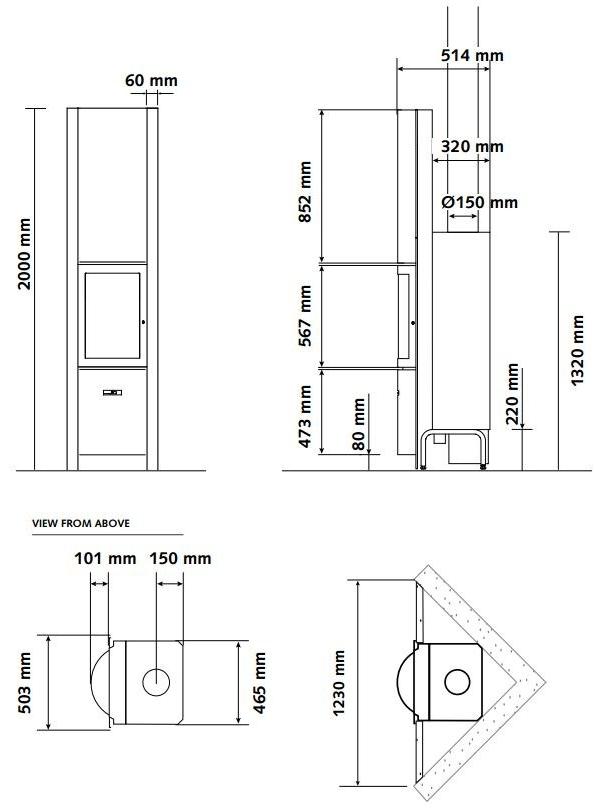 Stûv Настенная дровяная печь из нержавеющей стали для воздушного отопления Stûv 30 compact sun-id-1515053 - Вид №6