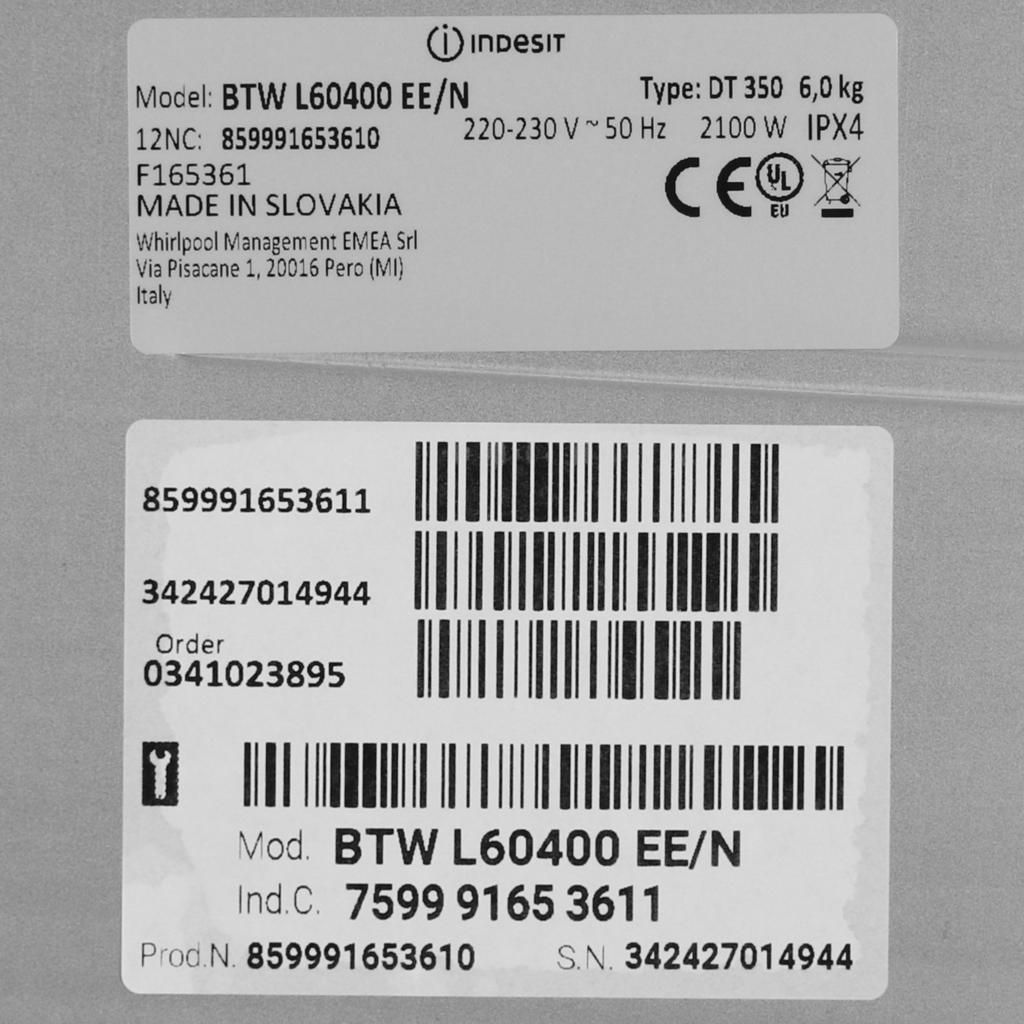 9153057 Стиральная машина Indesit BTW L60400 EE/N белый STDN-0110000 - Вид №8