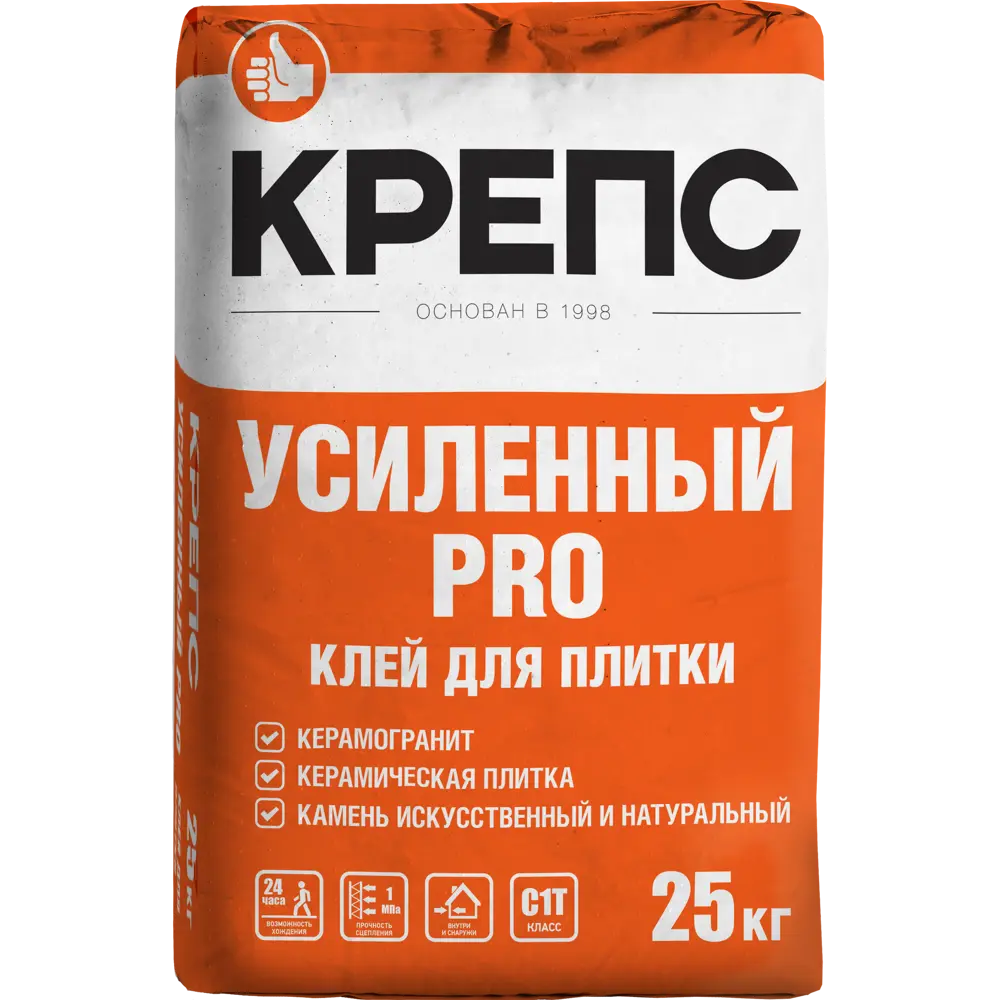 Клей для плитки Крепс Усиленный Pro 25 кг 86146568 STLM-2127344