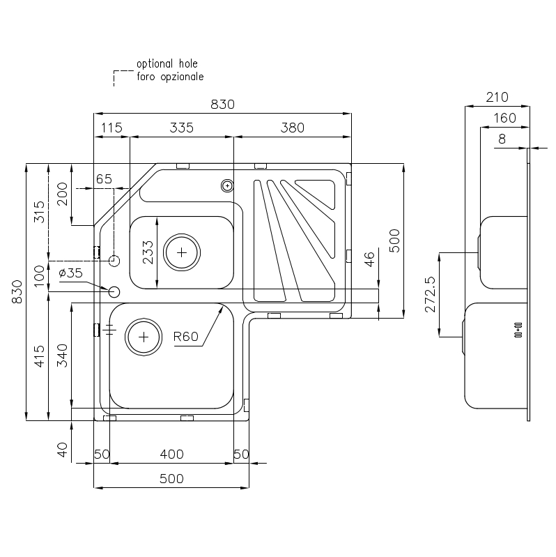 3308060 Мойка Angolare 3308060 Fosterspa  - Вид №1