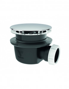 571700 000 00  Минимальный слив для душевого поддона Д. 90 мм, очень плоский, крышка из АБС-пластика Д. 116 мм, H. 60 мм, хром Valentin Хром