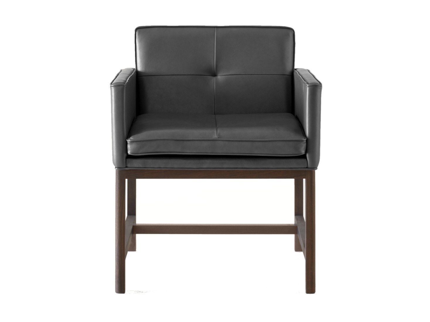 Кожаный мягкий стул с подлокотниками BassamFellows Столовая с деревянным каркасом ARCH-00001803 - Вид №7