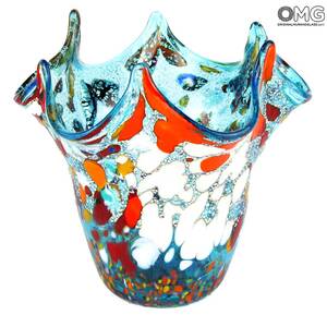 3270 ORIGINALMURANOGLASS Ваза "Венецианский ветер" - лазурная - Original Murano Glass OMG 15 см
