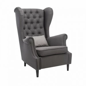 Кресло мягкое с ушами и капитоне серое Leset "Винтаж" IMPEX ДИЗАЙНЕРСКИЕ 00-3885649 Серый