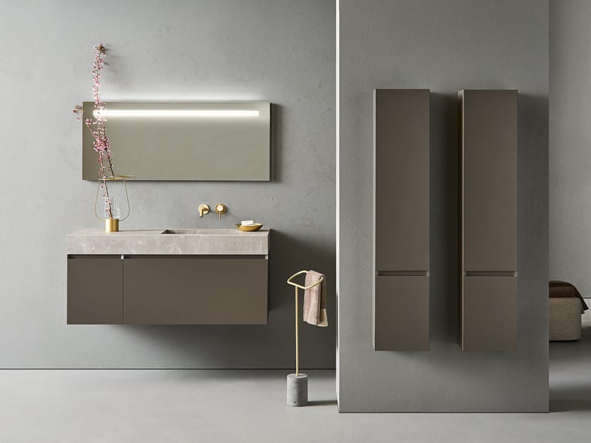 Состав ванной комнаты с умывальником, колонной и зеркалом Pirovano ARCH-00152103