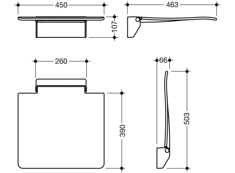 950.51.41590 Мобильное складное сиденье 450 HEWI System 800 K  - Вид №2