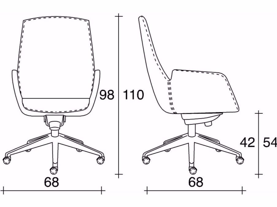 Регулируемое по высоте офисное кресло с кожаными колесами с 5 спицами TALIN Nubia ARCH-00048103 - Вид №2