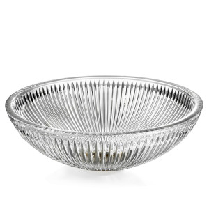 EL11 3SC Умывальник из хрусталя 24% Pbo, выгравированный полностью вручную. Гравировка «Visù» придает мягкость и блеск драгоценному хрусталю. Размеры: Диаметр см. 43 — ч. см. 15 Умывальник поставляется с латунным основанием и латунным сливом, доступным в