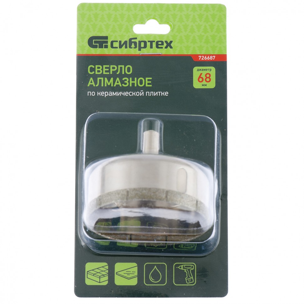 Коронка по стеклу и керамической плитке 70х55мм СИБРТЕХ 12820 - Вид №2