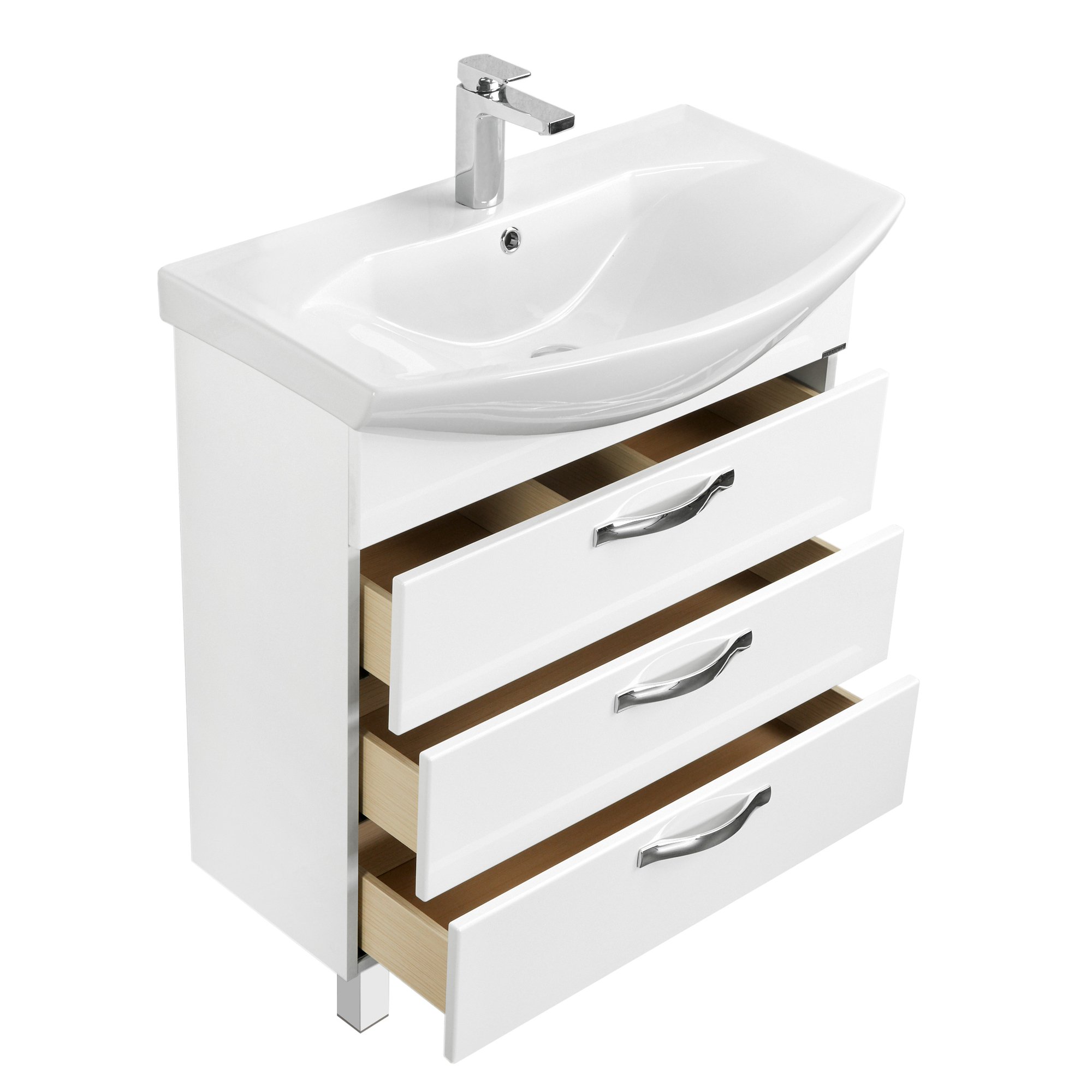 Тумба Ария 80 Н (1A141301AA010) белая глянцевая AQUATON - Вид №2