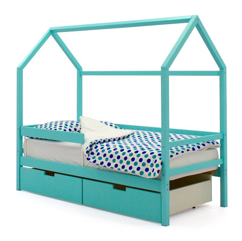 Кровать-домик детская мятная Svogen БЕЛЬМАРКО  00-3833066 Голубой Santreyd  - Вид №2