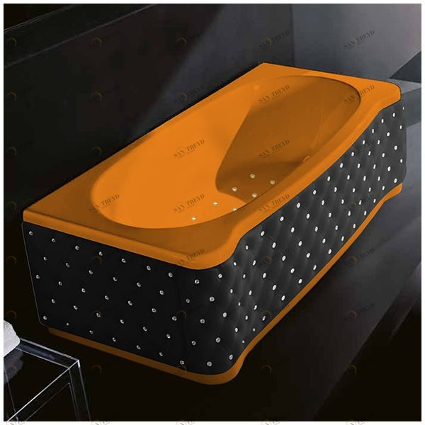 Ванна Gruppo treesse New Classic Young STA-V674C-DX-KCS-OZ оранжевая с золотой фурнитурой с аэромассажем прямоугольная правая чёрная кожа кристаллы сваровски STAV674CDXKCSOZ