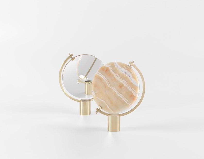 JCP UNIVERSE Поворотное настольное зеркало из мрамора и латуни sun-id-1387670 - Вид №2