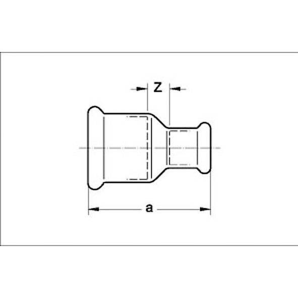 1102401512 SANHA 10240 пресс-фитинг газ, медь, муфта редукцион. ВПр-ВПр 15x12 мм  - Вид №1