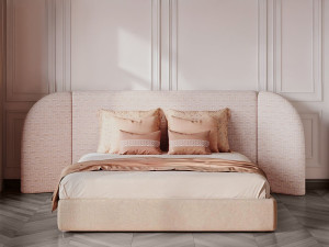 Двуспальная мягкая кровать из ткани