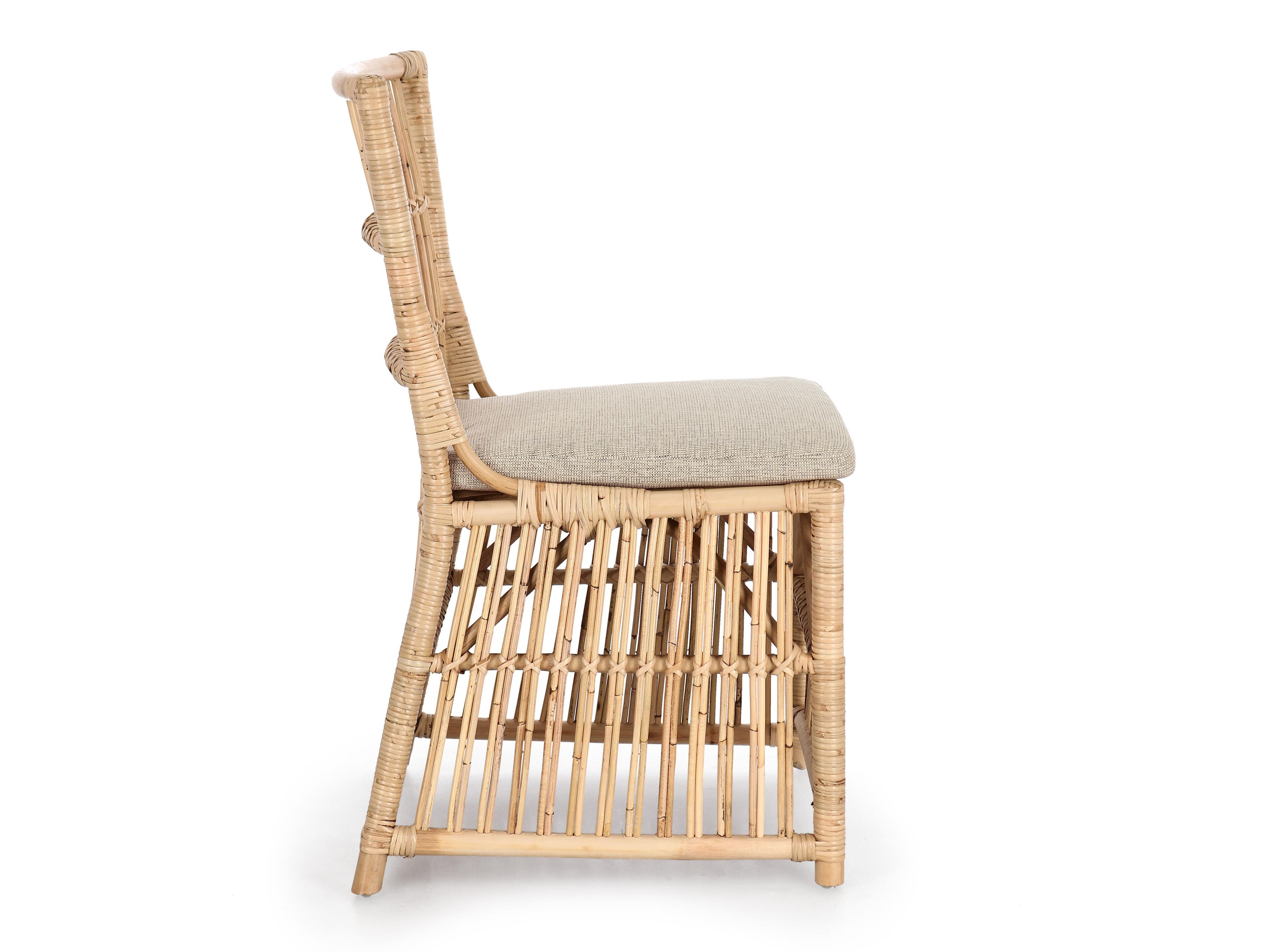 Стул сада ротанга с интегрированной подушкой без подлокотников BIZZOTTO ELVAS ARCH-00000632