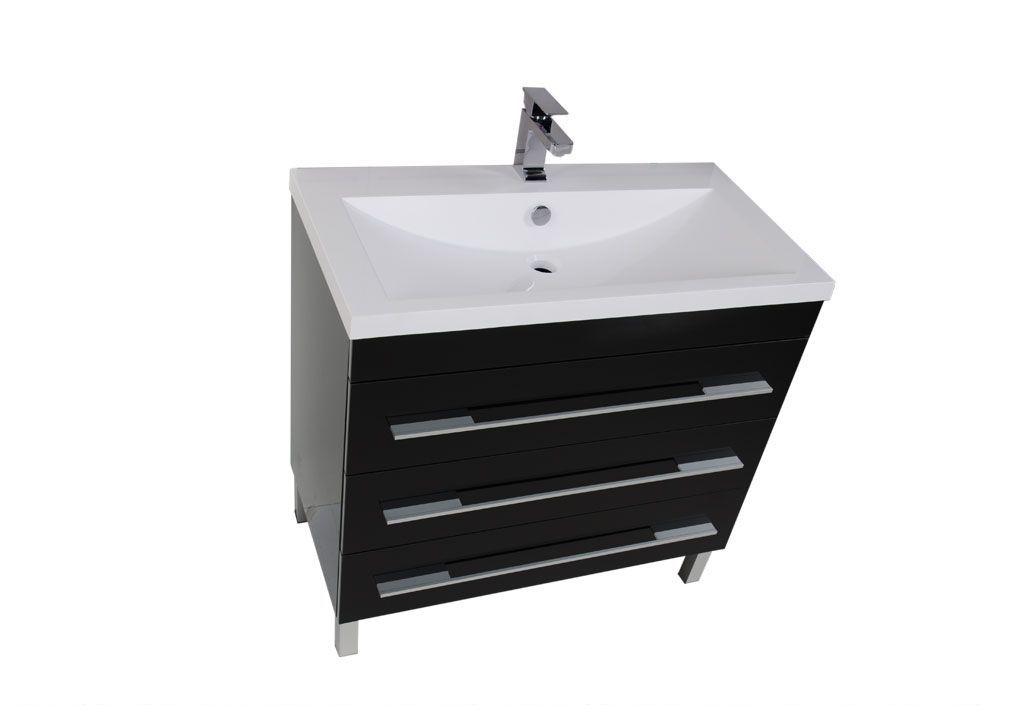 Тумба под раковину Aquanet Верона 90 черный (напольная 3 ящика) sun-id-275344 - Вид №2