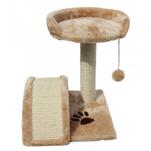 ПР0033770 Когтеточка для кошек С лежанкой, игрушкой и сизалевой дугой 35x35x45см бежевая Foxie