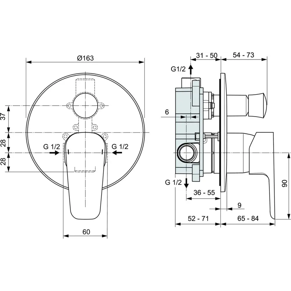 Комплект для душа скрытого монтажа Ideal Standard Ceraplan III B1943AA 18870821 STLM-2065745  - Вид №8