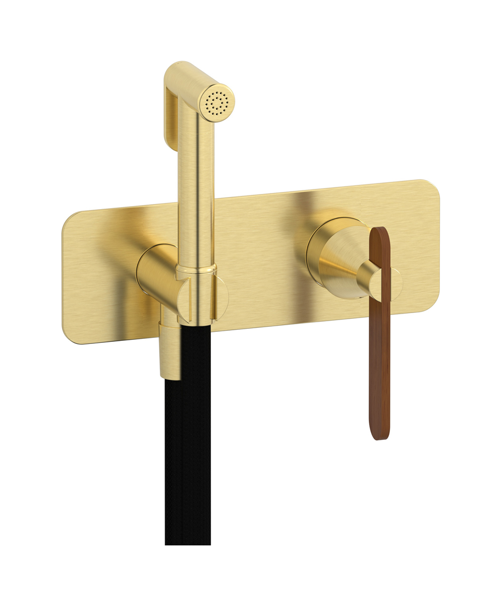 Внешние части гигенического душа со смесителем. WE ARE IB ol220cs Brushed Pale Gold Soho