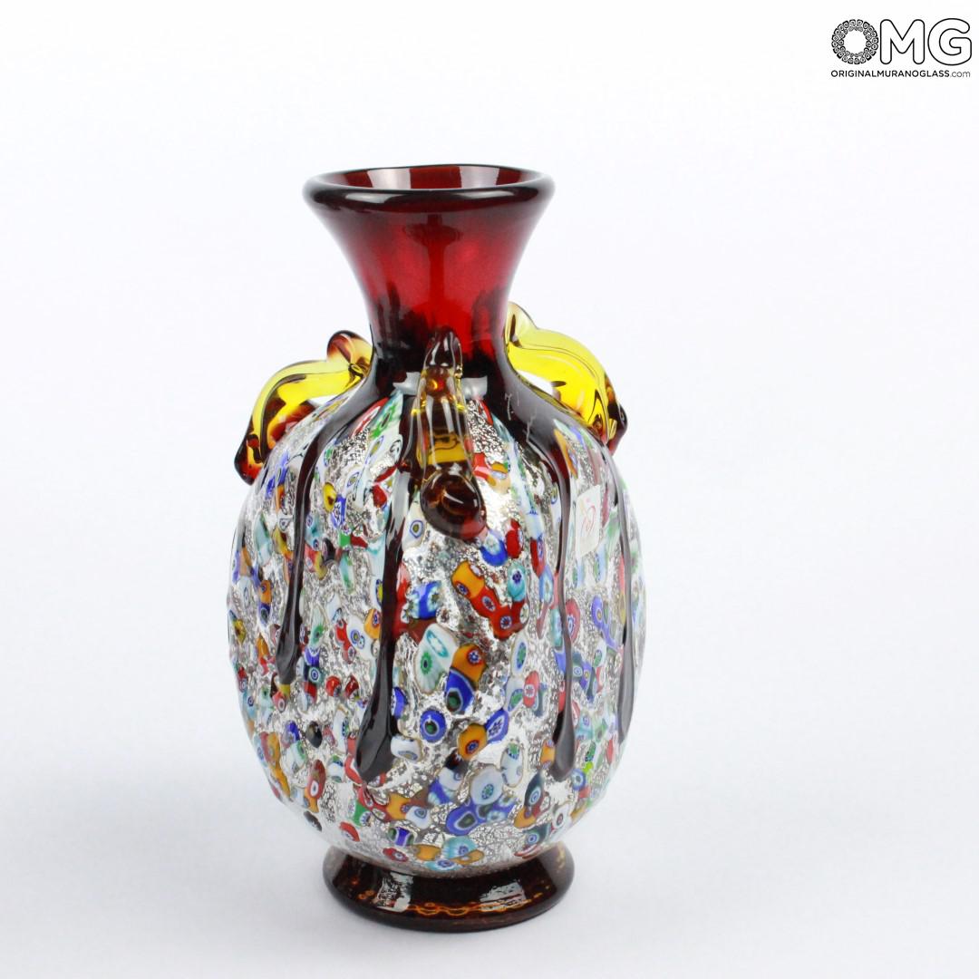 605 ORIGINALMURANOGLASS Ваза-сосуд Красная Муррина Murrina rossa - муранское стекло OMG 13 см  - Вид №1