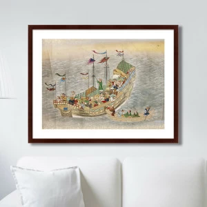 Картина: Scenes of traders in Nagasaki, 1750г. КАРТИНЫ В КВАРТИРУ  264233 Разноцветный