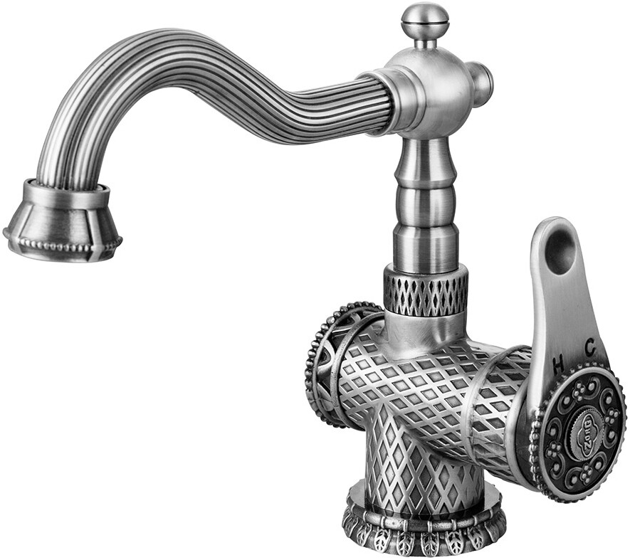 Смеситель ZorG Antic A 413U-SL для раковины, серебро