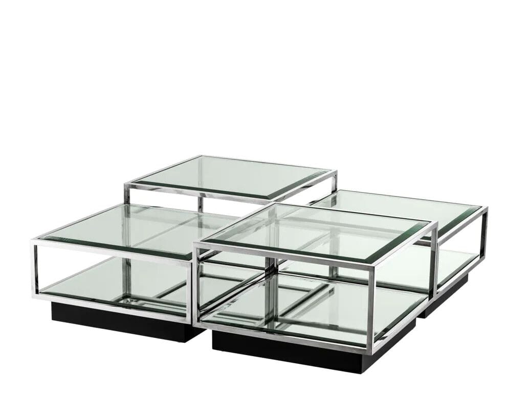 Низкий квадратный стол из стали и стекла Eichholtz TORTONA ARCH-00075695