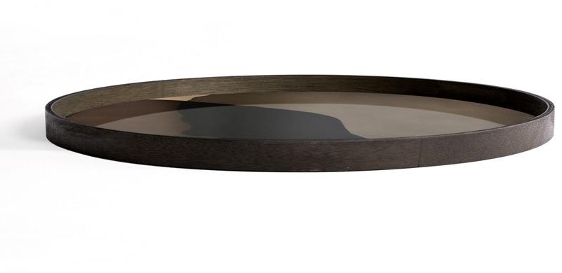 Ethnicraft Круглый поднос из дерева и стекла Linear flow 20909 - Вид №1