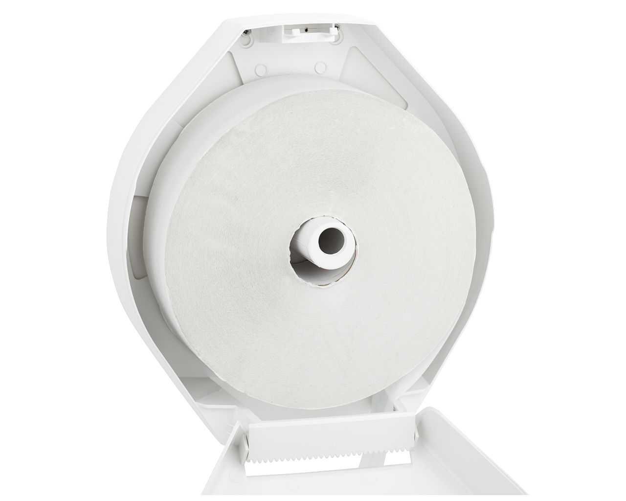 BTS001 Держатель рулона туалетной бумаги TOP MEGA, АБС-пластик, белый, серое окно Merida  - Вид №3