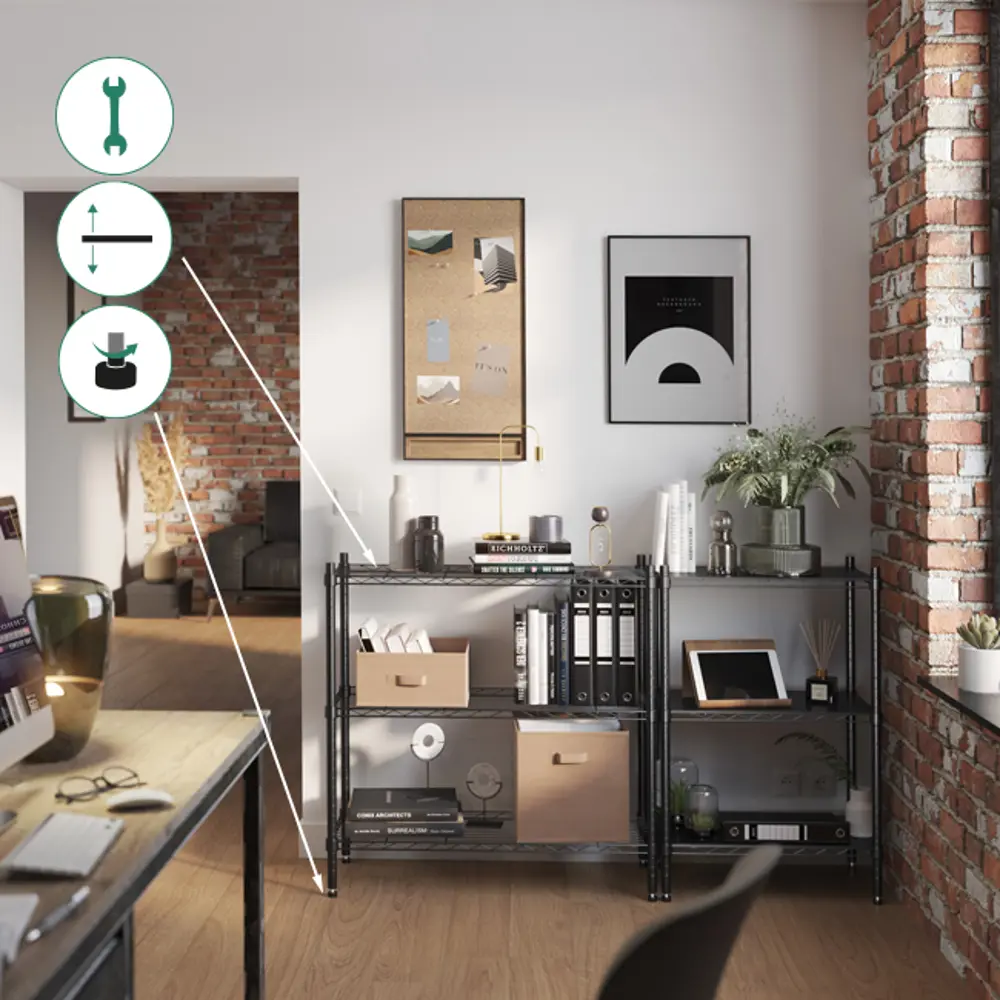 Стеллаж сетчатый KONSENSA 60x35x90 см цвет черный STLM-2144283 - Вид №12