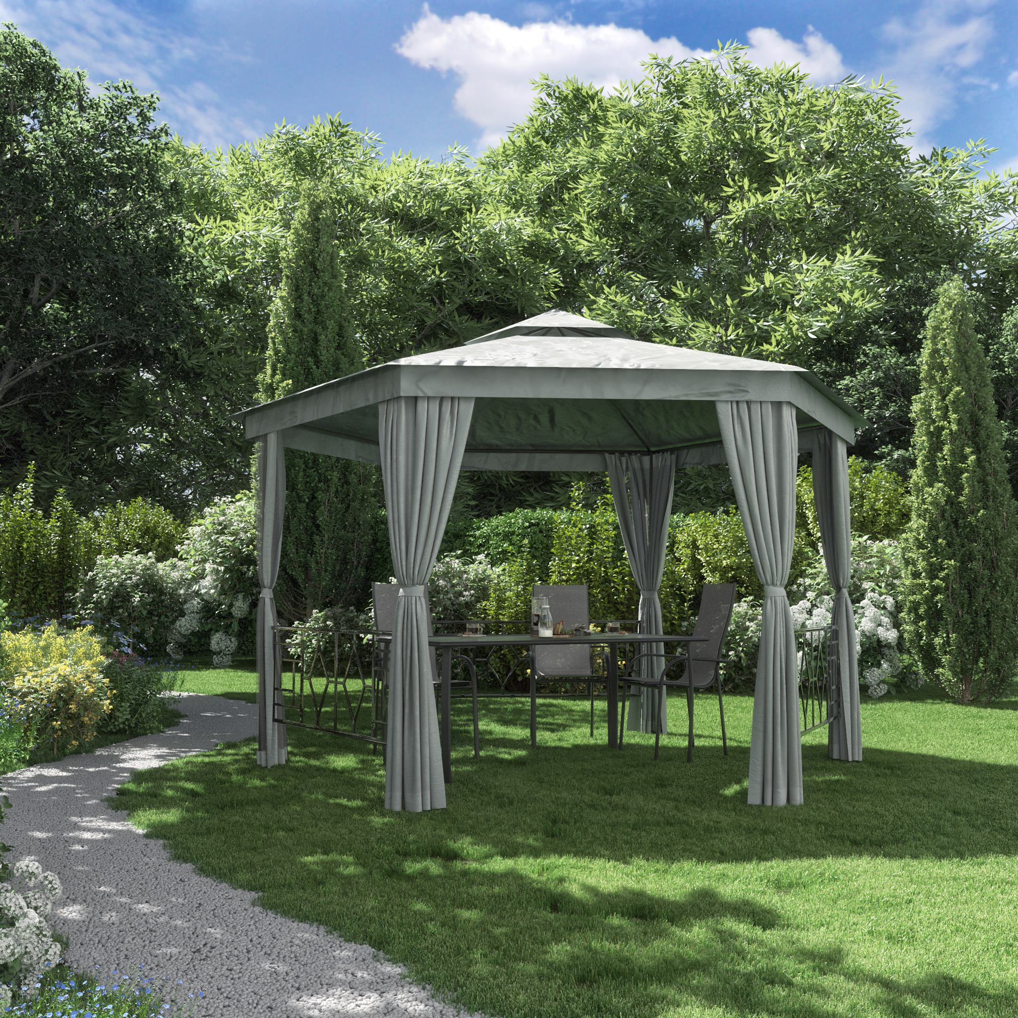 NATERIAL Шестиугольный шатер Антрацит Нью с москитной сеткой 15096560 STLM-0005436 - Вид №7