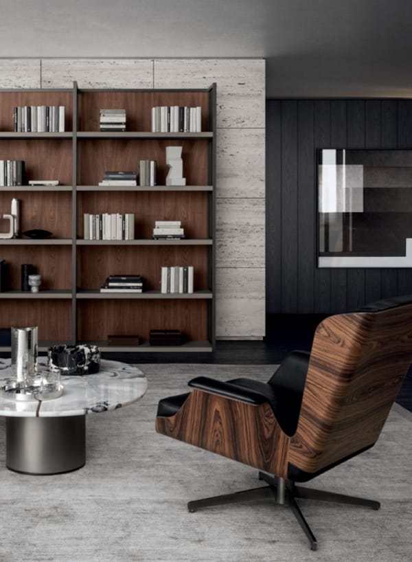 Кожаное и деревянное вращающееся кресло с подлокотниками i 4 Mariani ARCH-00023737 - Вид №9