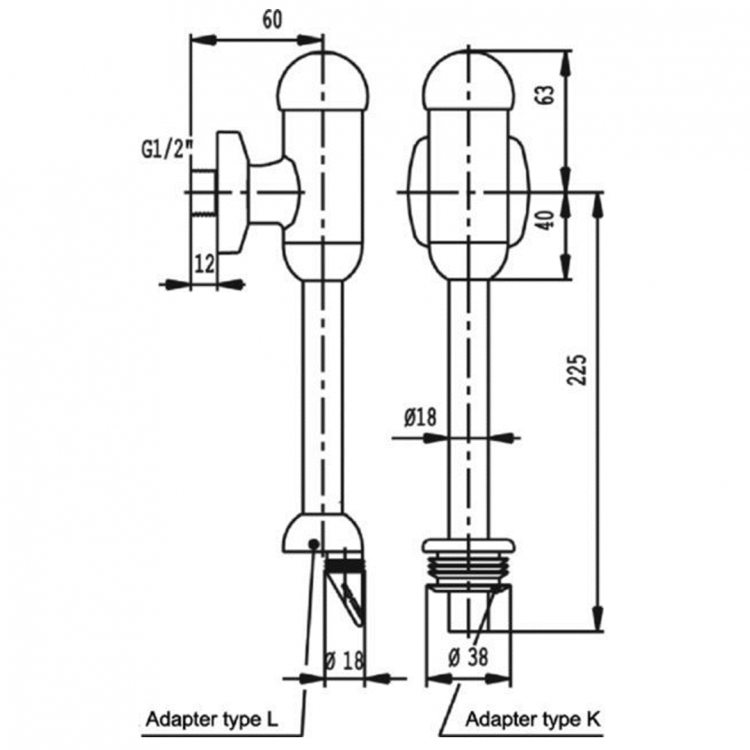 B6928AA Смывной/сливной механизм для писсуара Ideal Standard NO SUITE DEFINED  - Вид №2
