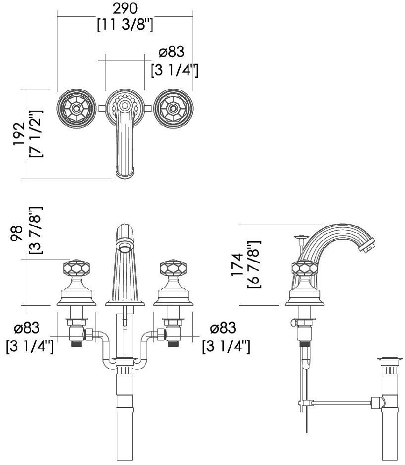 Devon&Devon Смеситель для раковины на 3 отверстия King Exc-kn100 - Вид №1