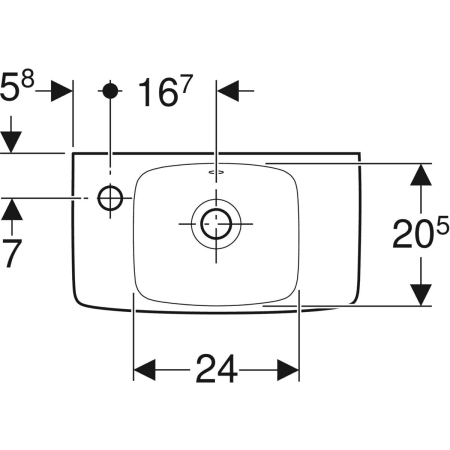 501.730.01.1 Раковина Geberit Renova Compact с укороченным вылетом, с полкой Geberit  - Вид №7